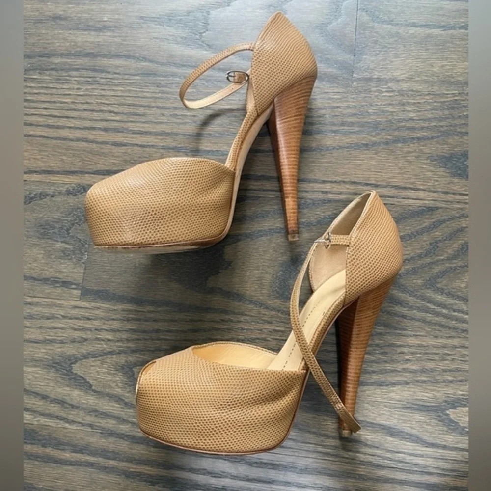 Giuseppe Zanotti Tan Peep Toe Heel with ankle strap